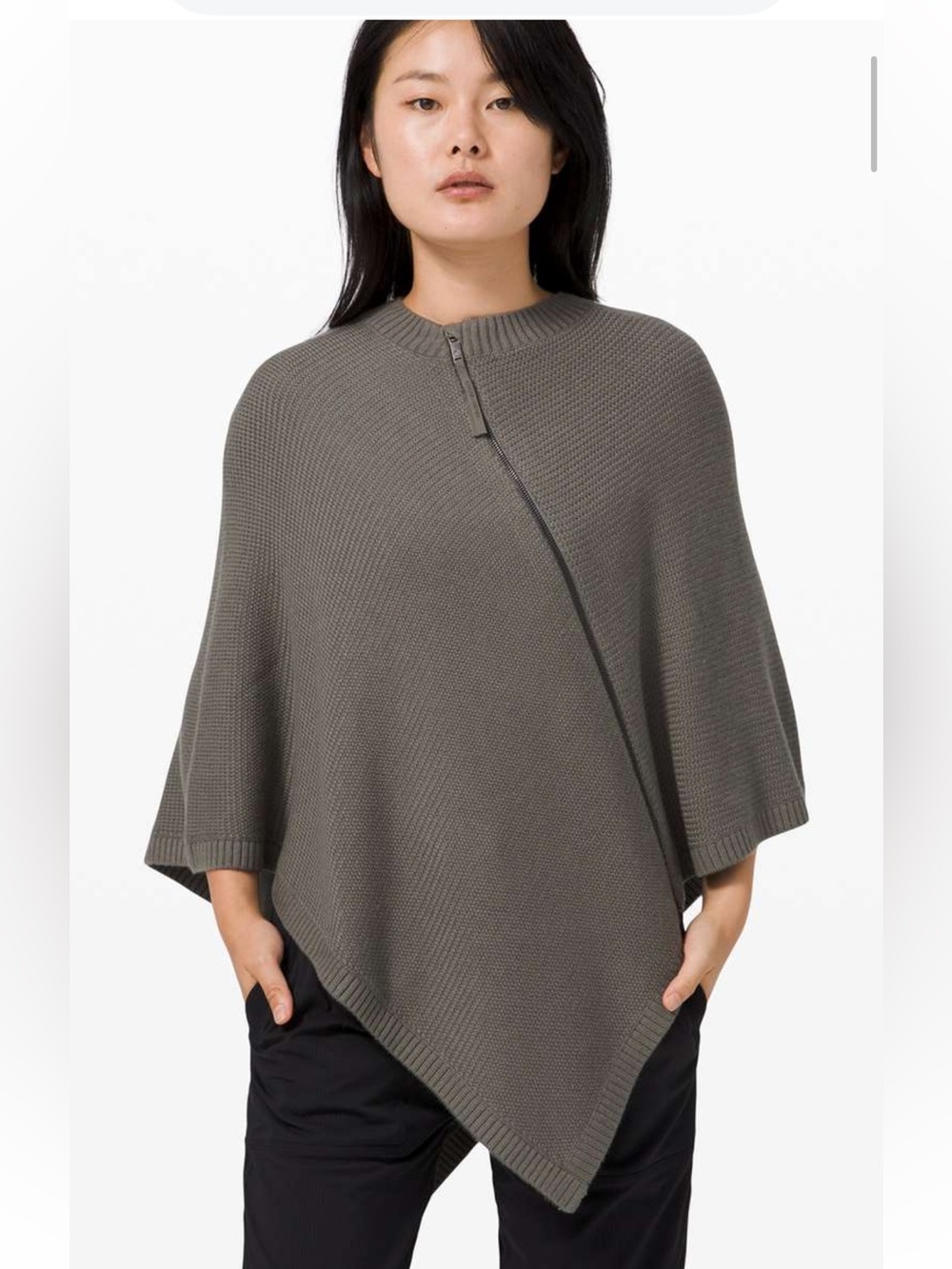 lululemon athletica Sage Gray Asymmetric Zip Poncho, or scarf. EUC.